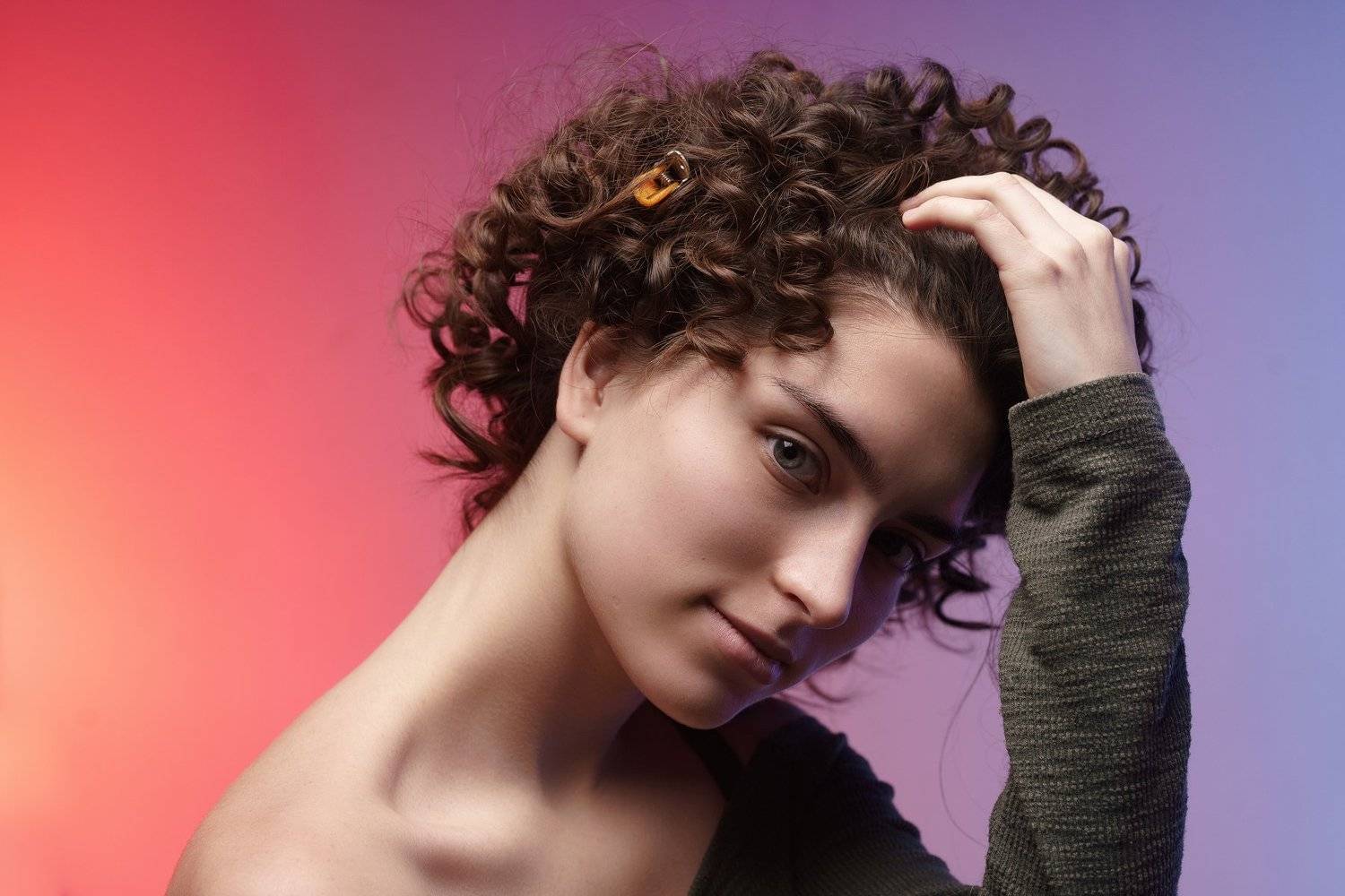 кудряшки, девушка, студия, портрет, глаза, Вадим Миронов