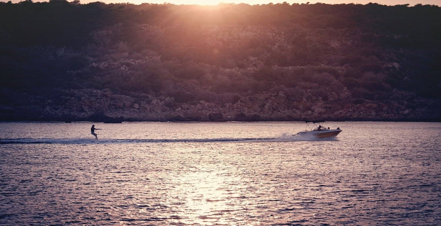 кипр, вода, закат, катер, море, солнце, Vladimir Kedrov