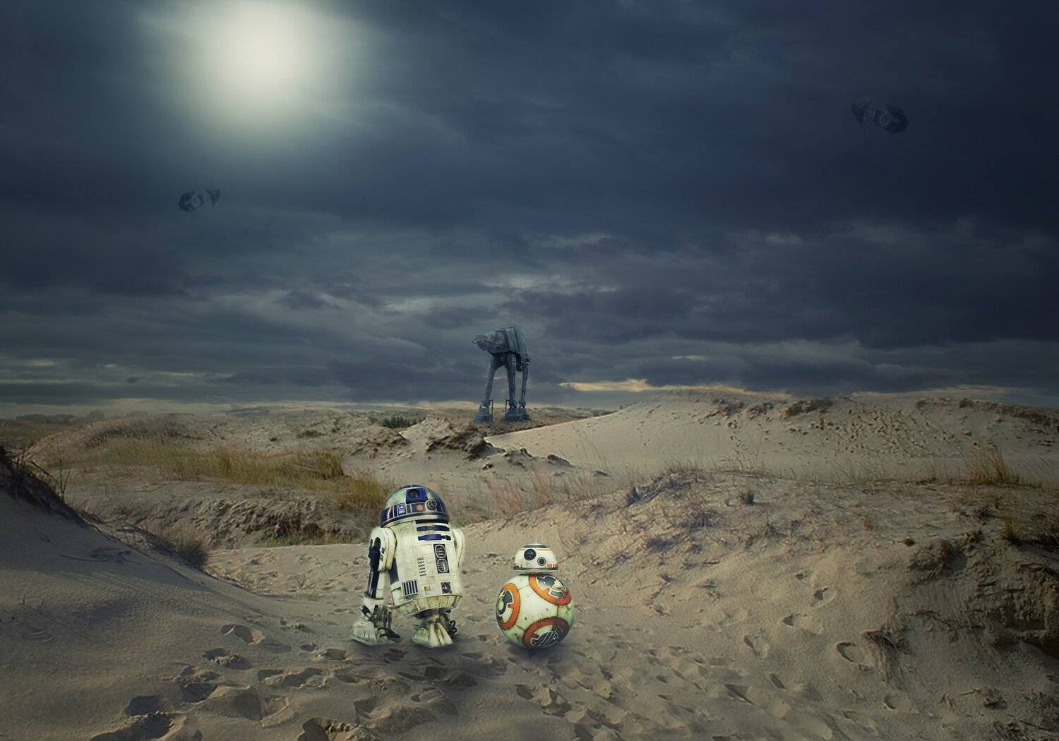 звездные войны, робот, пустыня, облака, Sergii Vidov