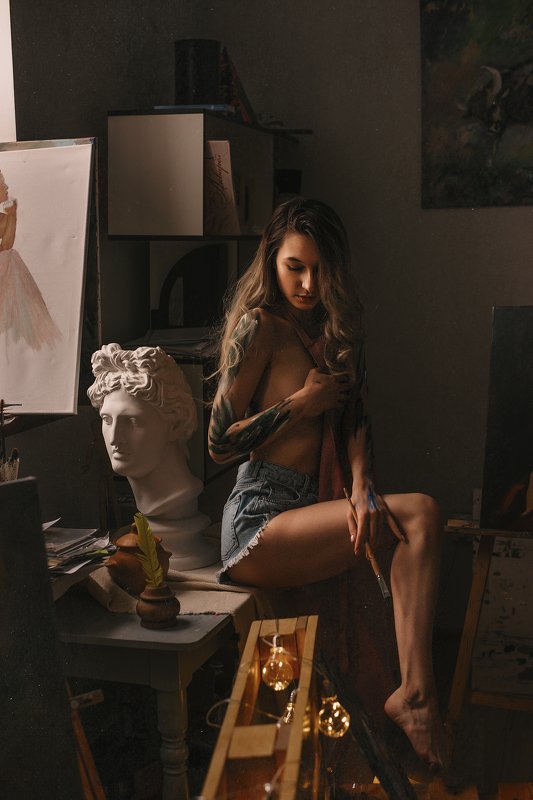 портрет, portrait, девушка, тело, художница, body, girl Kaleria фото превью