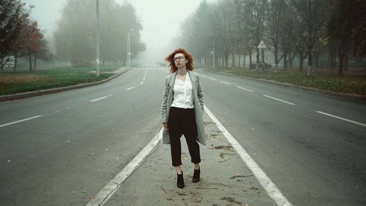 девушка, портрет, фото, город, осень, туман, tfp, Ведь Денис