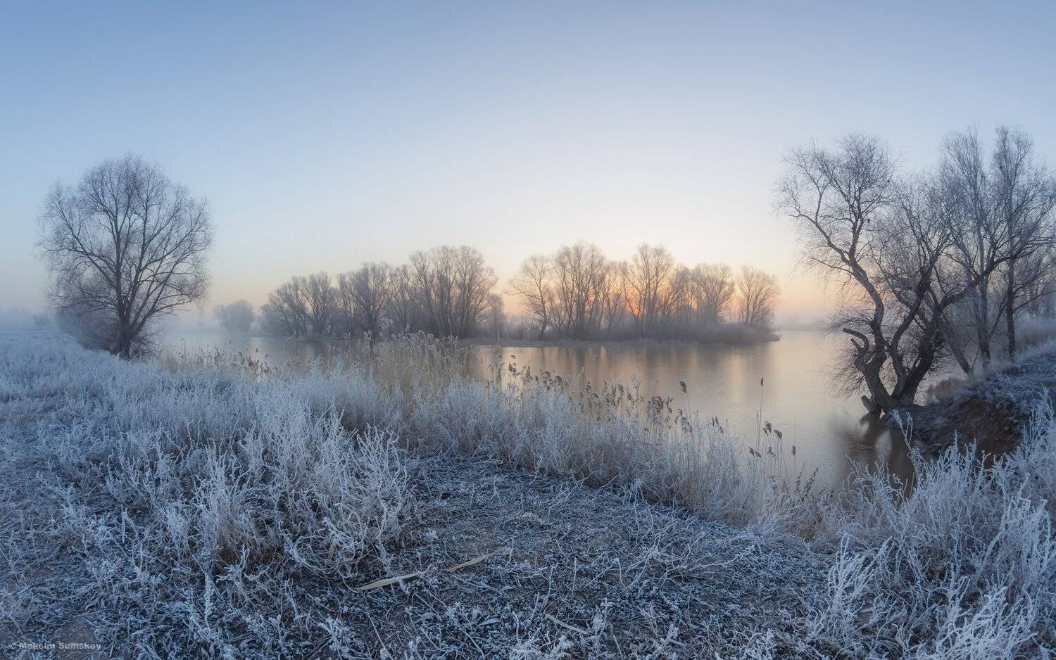 рассвет,иней,река,март, Максим Сумской