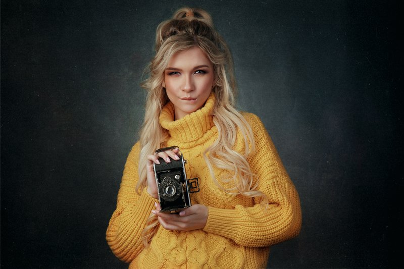 портрет, девушка, камера, студия, красота, настроение,  Время перемен или улыбнитесь вас снимают!) фото превью