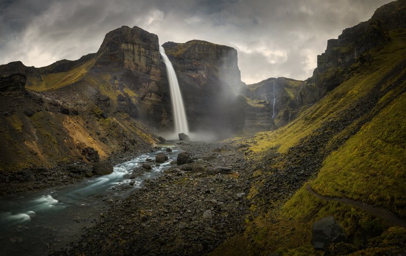 исландия, haifoss Путь к подножию водопада Haifoss, Исландия фото превью