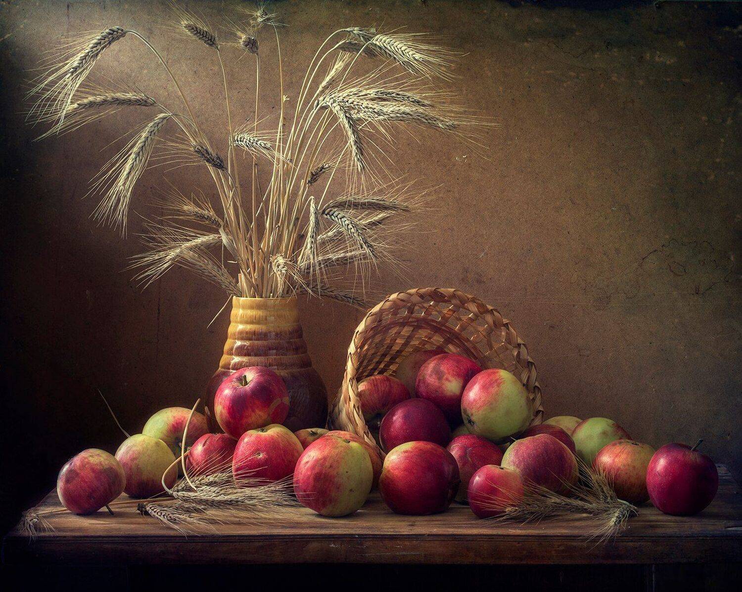 натюрморт,яблоки,рожь, Елена Рубинская