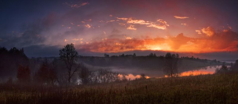 Предрассветная река фото превью