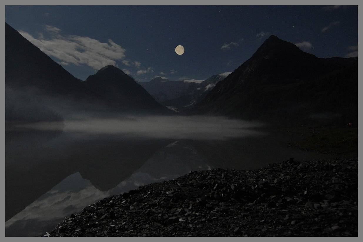 алтай,  аккемское оз. г.белуха, ночь, АНАТОЛИЙ ДОВЫДЕНКО