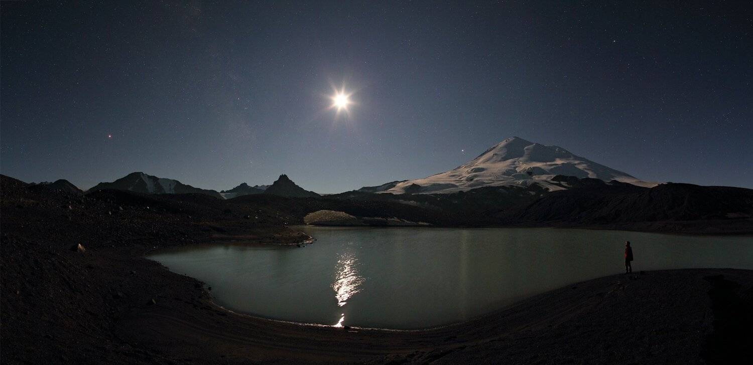 ночь эльбрус ночной пейзаж астрофотография звезды созвездия, Михаил Рева