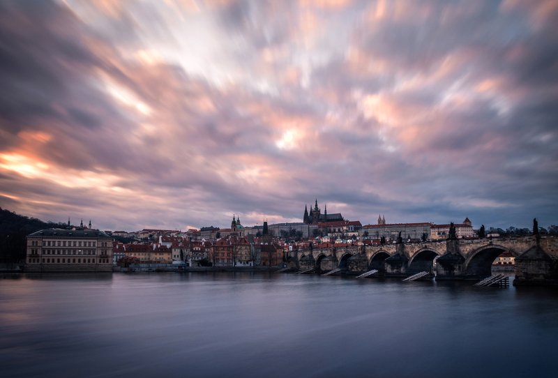 прага, вечер, карлов мост, река, влтава, европа, пражский град Карлов мост фото превью