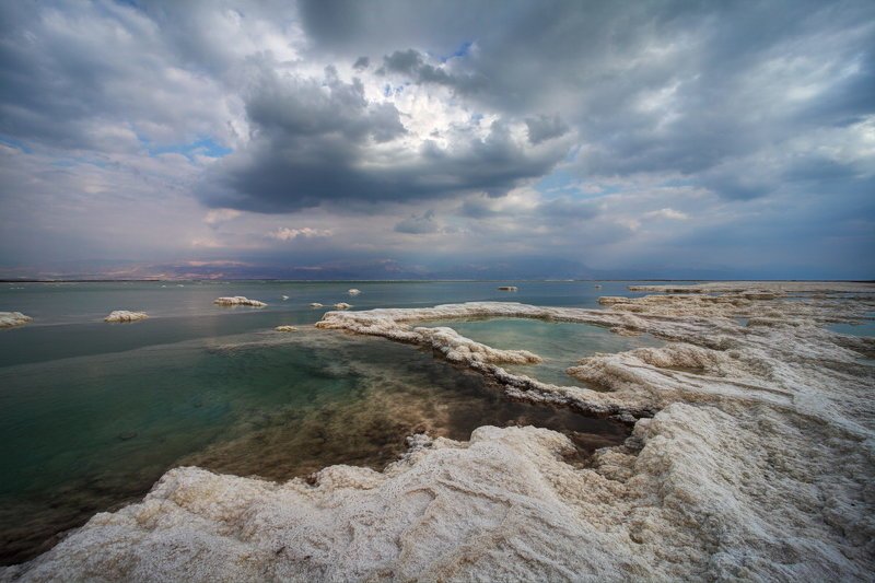 мертвое, море, небо, пейзаж соль, dead sea, yām ha-melaḥ Переменная облачность фото превью