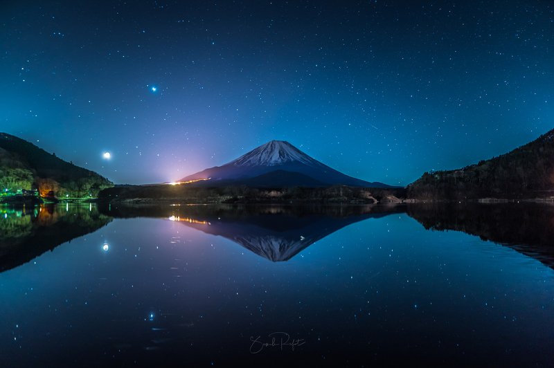 star, fuji, mountain, night, Wish upon a star фото превью
