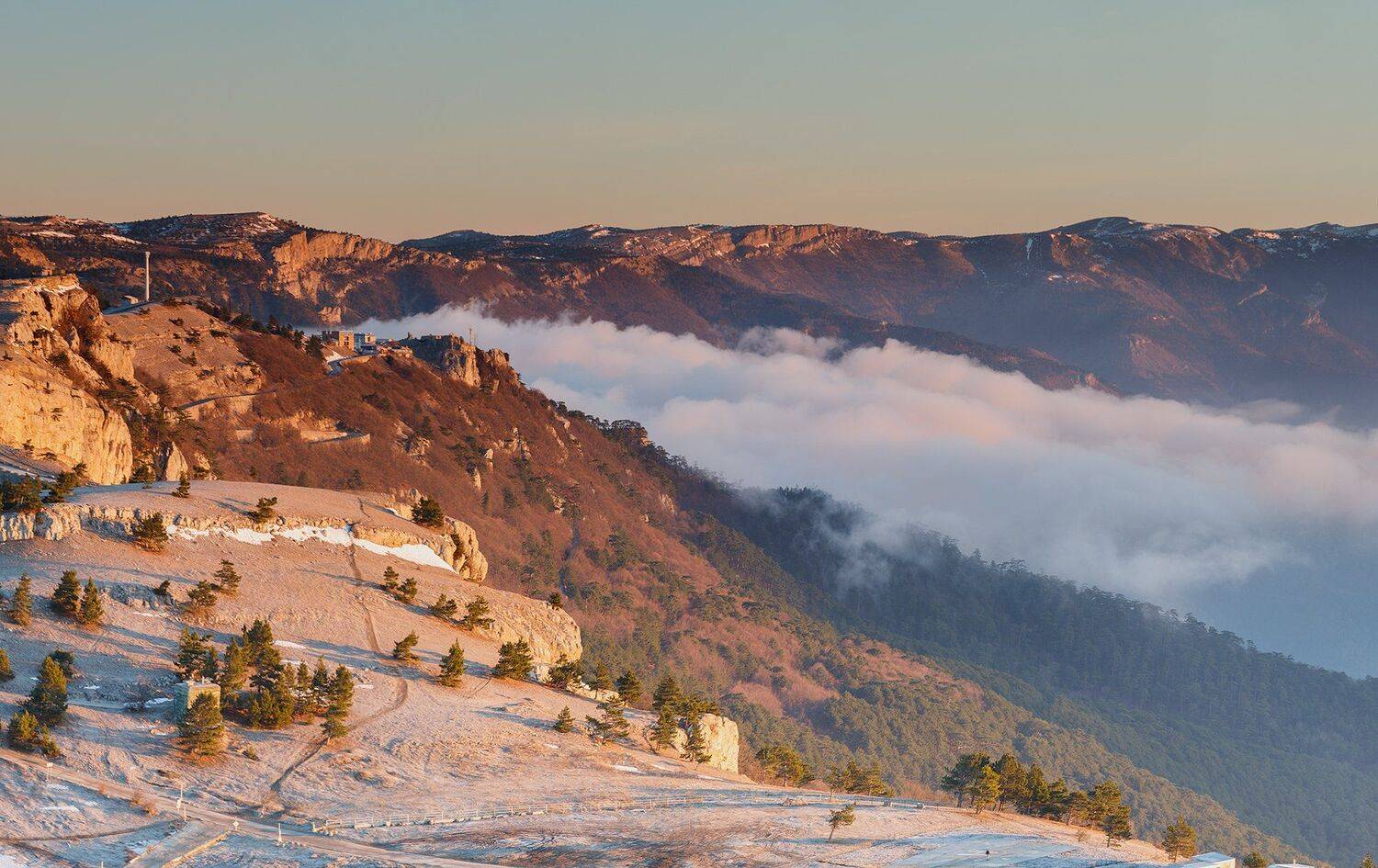 крым, рассвет, зима, облака, горы, ай-петри., Вячеслав Молодцов