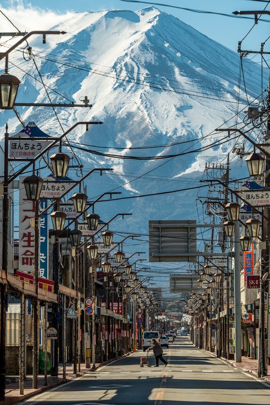 mountain, fuji, street, daytime, landscape, Japan My neighbor Mt. Fuji фото превью