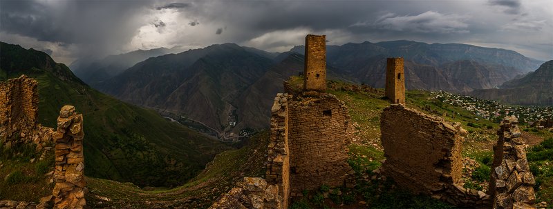 природа, пейзаж, горы, кавказ, природа россии, дикая природа, закат, свет, облака, вечер, весна, * фото превью