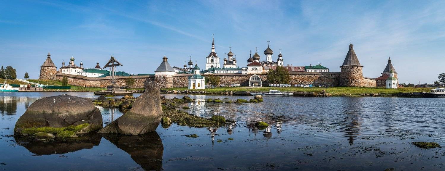 соловки, соловецкий монастырь, спасо-преображенский монастырь, бухта благополучия, вечер, сумерки, соловецкие острова, белое море, отлив, чайка, панорама,, Николай Васильев