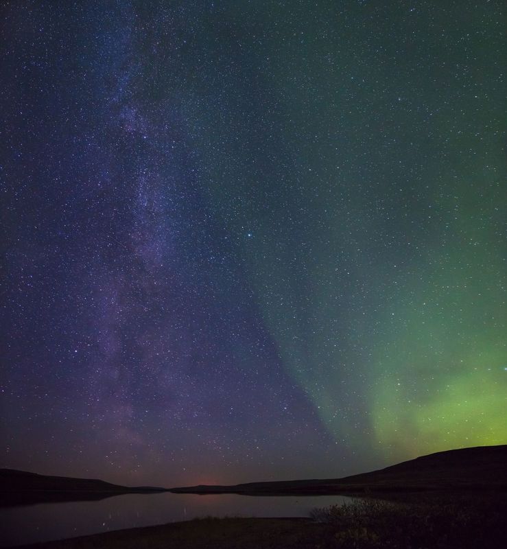 пейзаж, звезды, ночное небо, млечный путь, galaxy, nigth, stars Красота крайнего севера фото превью
