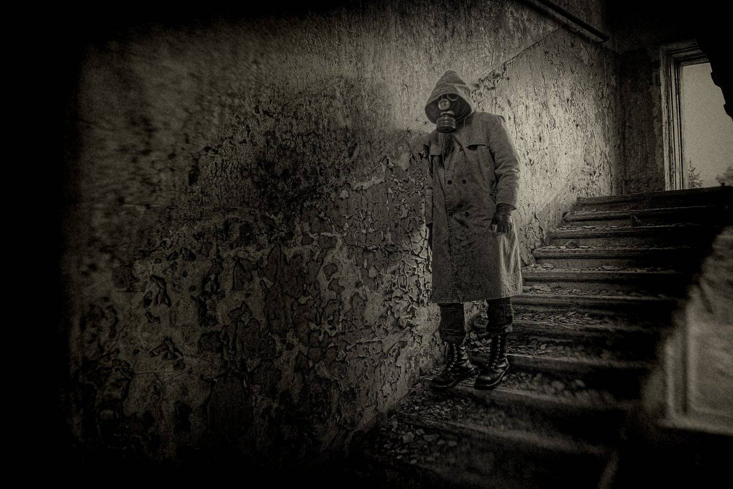 апокалипсис, индастриал, противогаз, разруха, сталкер, человек, Vladimir Kedrov