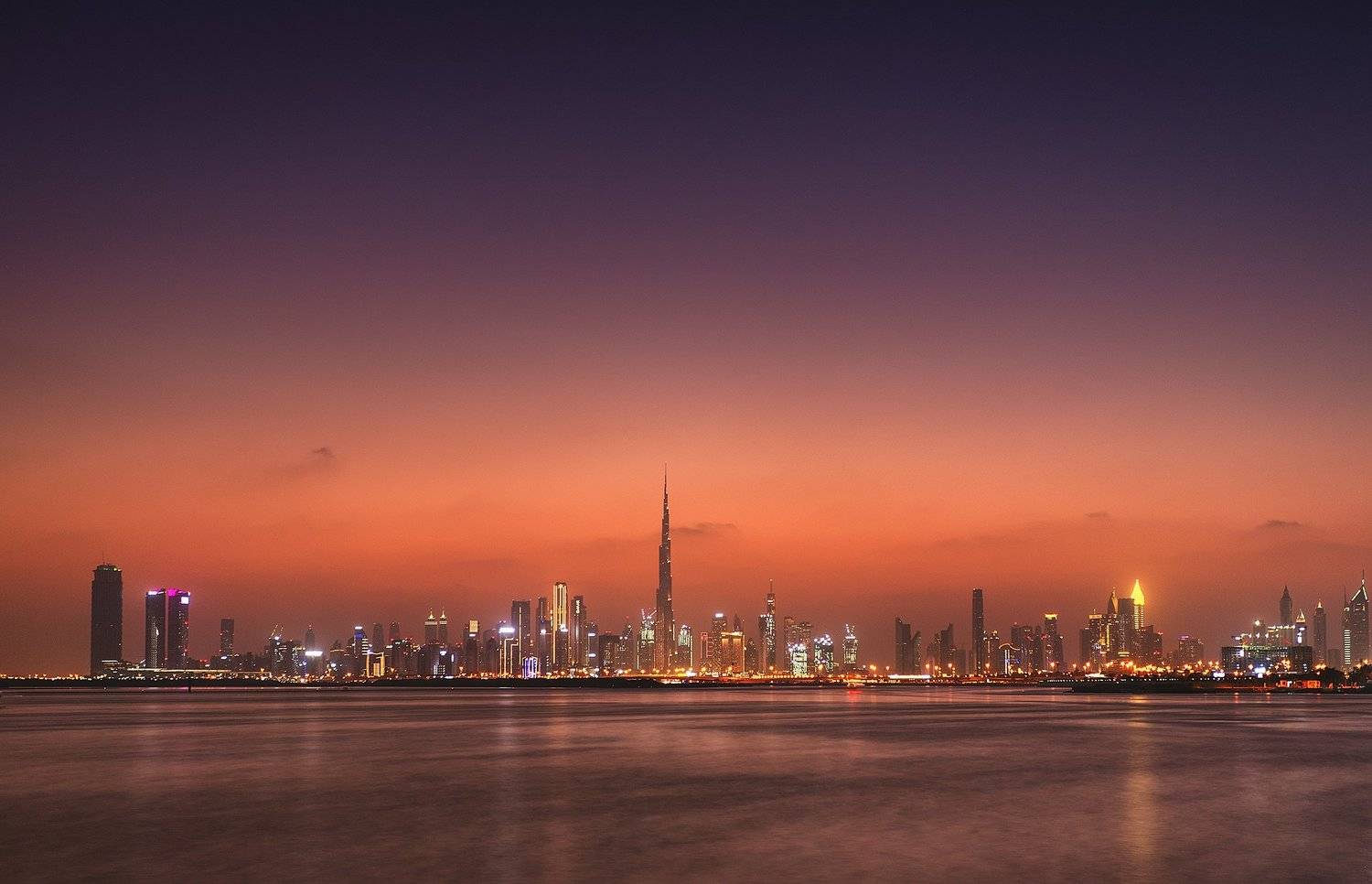 sunset, dubai, creek, watherfront, architecture, design, sky, skyscreeper, Pawel Olejniczak