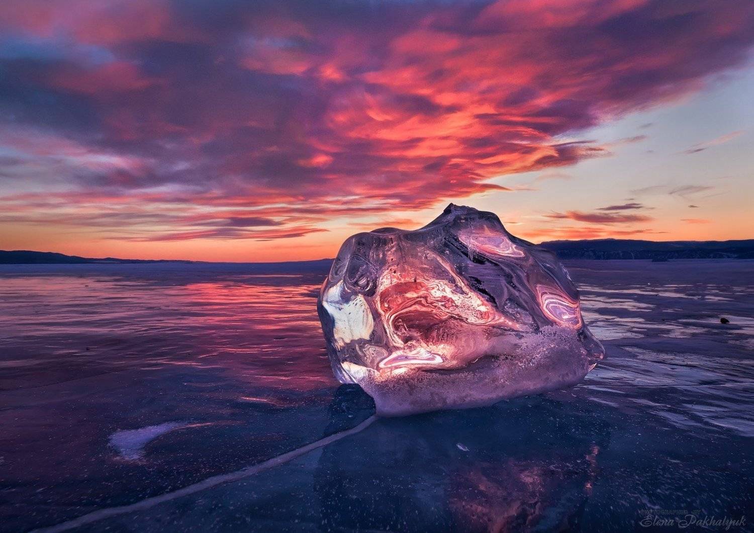 байкал,лед,пейзаж,закат,огненный,фототур,природа,россия,облака, Elena Pakhalyuk