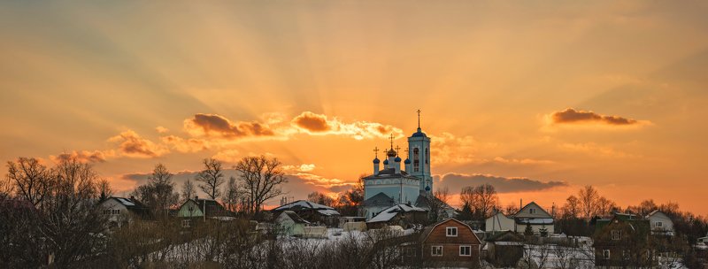 средняя, полоса, россии, закат, весна, село Старая Слобода. фото превью