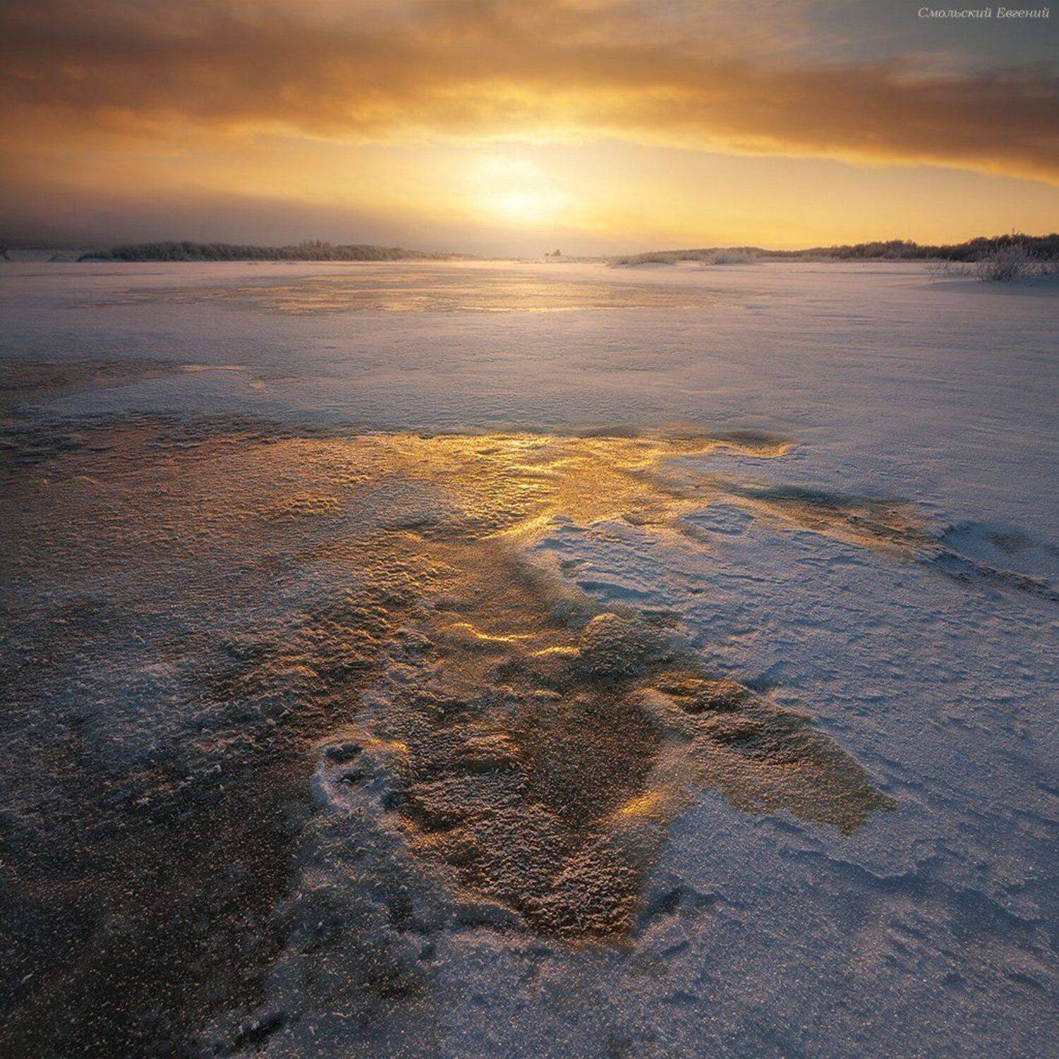 река, рассвет, зима, лед, снег, северная двина, вологодская область., Смольский Евгений