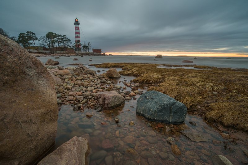 маяк, закат, пейзаж  фото превью