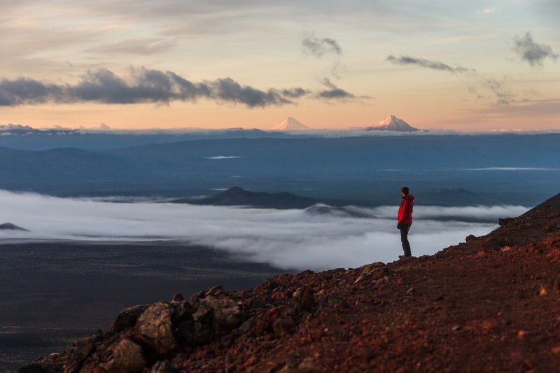 Камчатка, вулканы, человек, вулкан, пейзаж Мечтатель фото превью