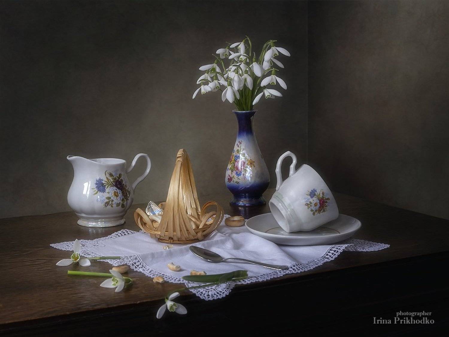 натюрморт, весна, подснежники, чайная сервировка, Ирина Приходько