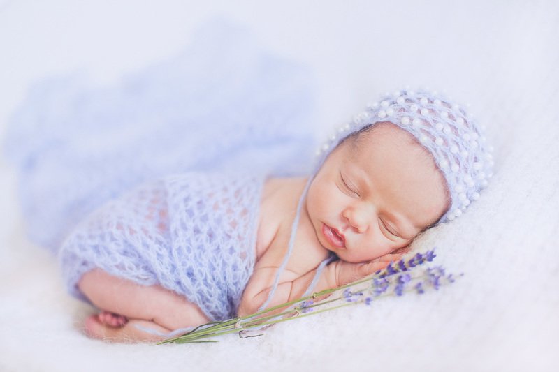 новорожденная, ньюборн, девочка, лаванда, новорожденный, младенец Настенька фото превью