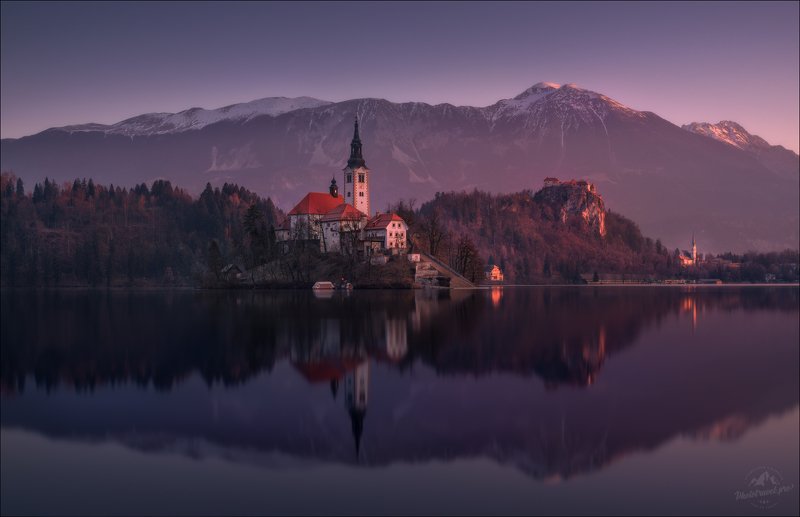 словения, slovenia, озеро блед, slovenia, bled, зима Блед, предрассветное .. фото превью