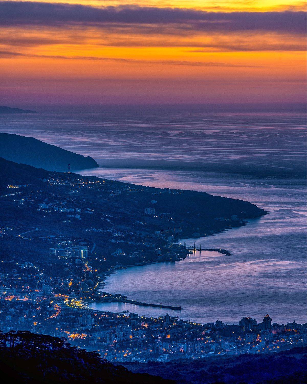 кры, ялта, ай-петри, море, ночь, Sergey Lexin