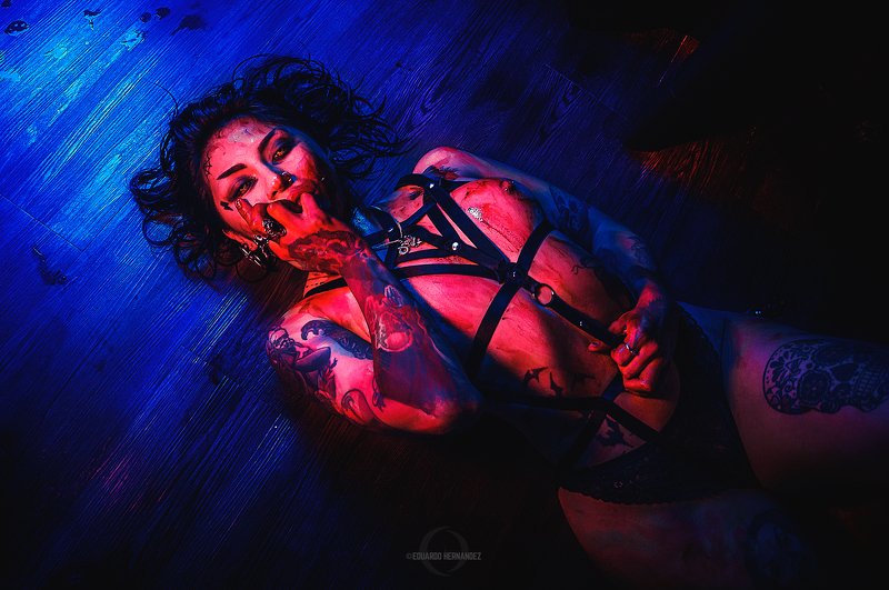 portrait, lingerie, blood, blue, cdmx, hdzphoto, Delights of Madness: Jacqueline. фото превью