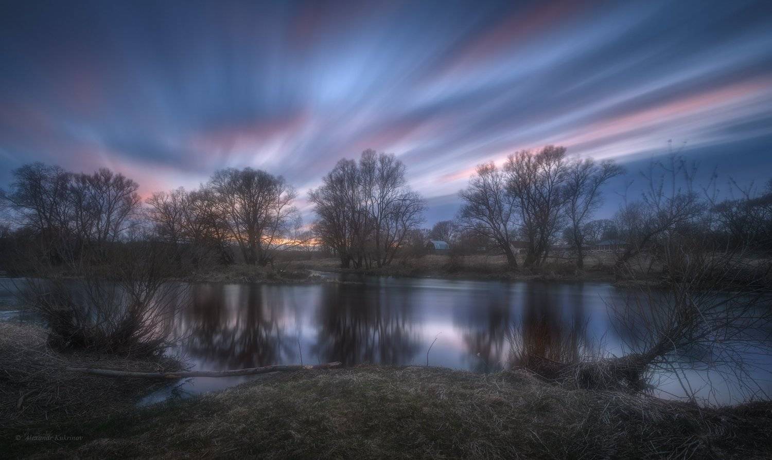 угра, пейзаж, закат, Александр Кукринов