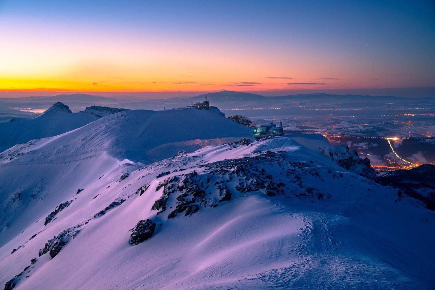 zachody słońca, kasprowy wierch, zakopane, giewont tatry, zmierzch, niebo, kolor, śnieg, zima, g&oacute;ry, Tatry, Bogdan Bafia