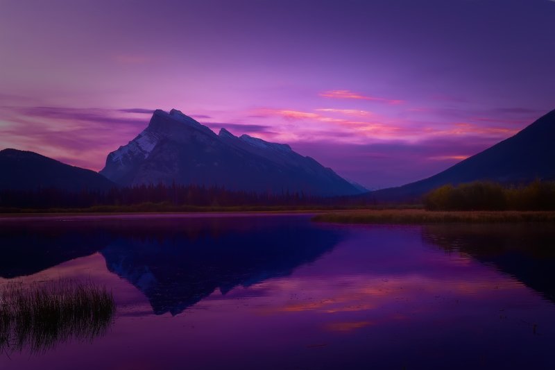 mountain, water, color Mount Rundle фото превью