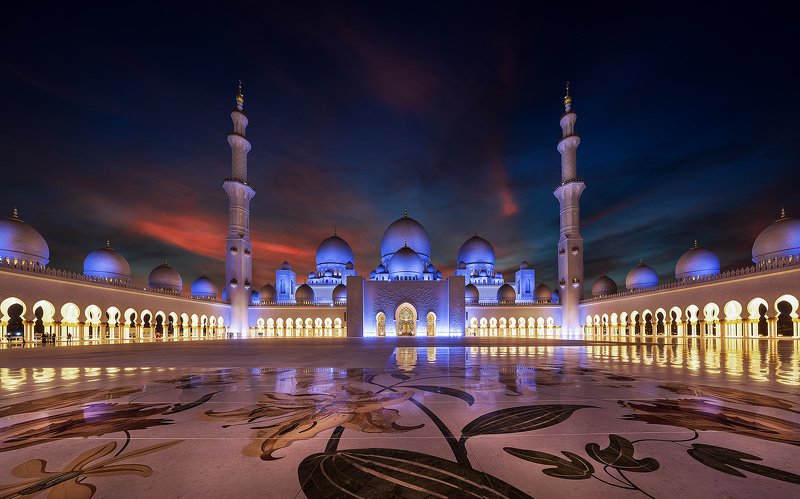 mosque, uea, sky, sunset, dubai, no people, muslim, sky Sheikh Zayed Grand Mosque фото превью