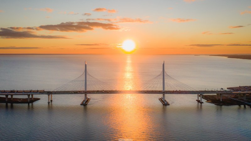 мост, санкт-петербург, зсд, закат, петербург Вантовый мост ЗСД фото превью