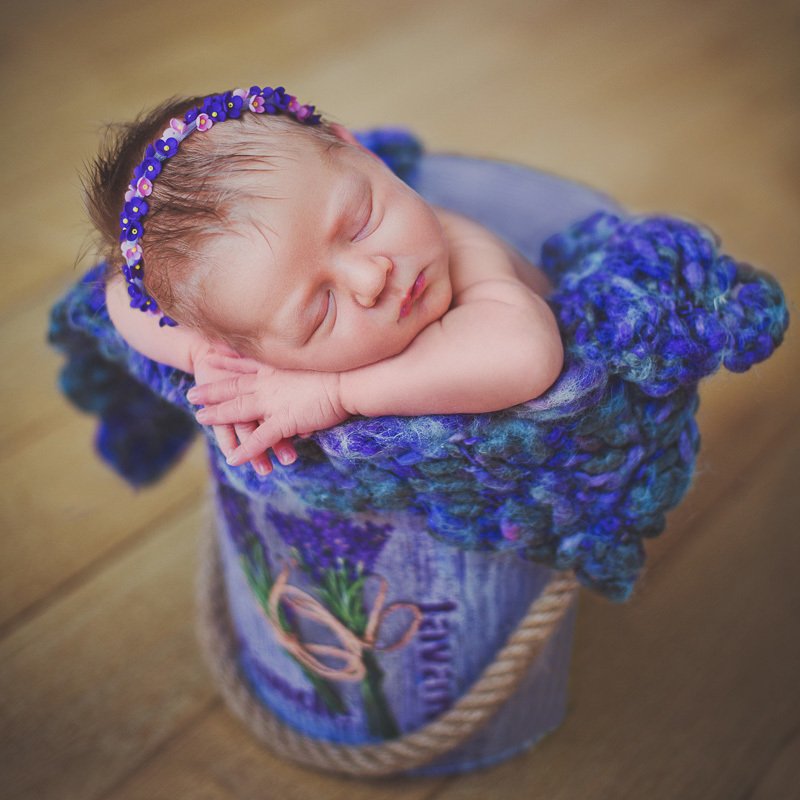 новорожденная, ньюборн, девочка, лаванда Мия фото превью