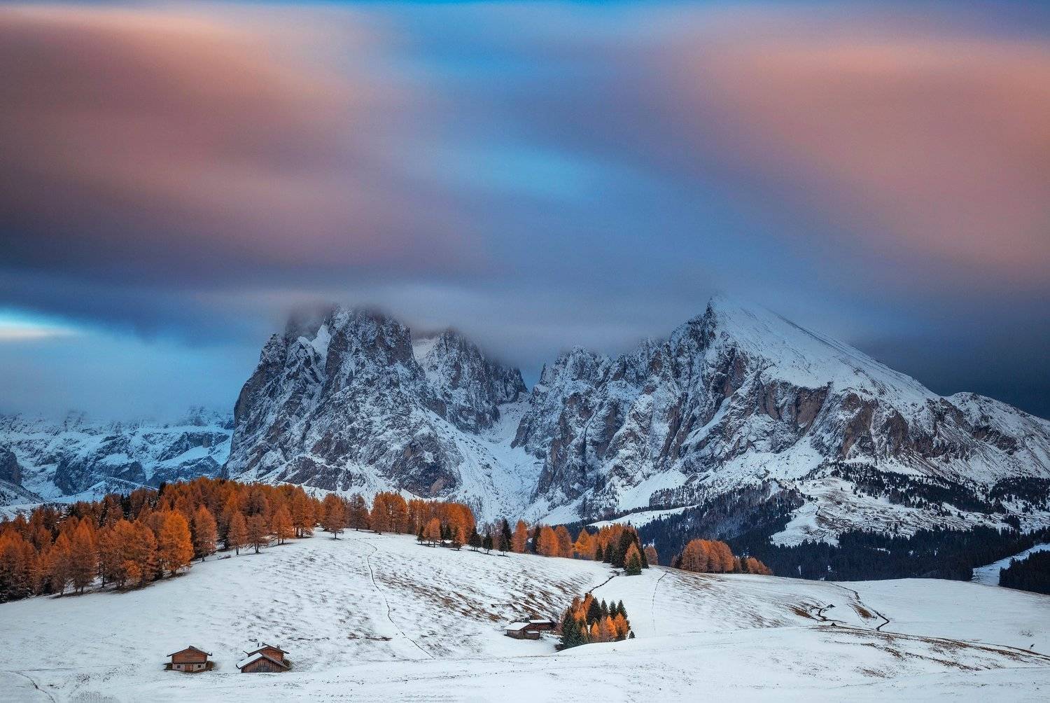 mountains, dolomites, italy, sunset, landscape, nature, travel, autumn, peak, clouds, Lazar Ioan Ovidiu
