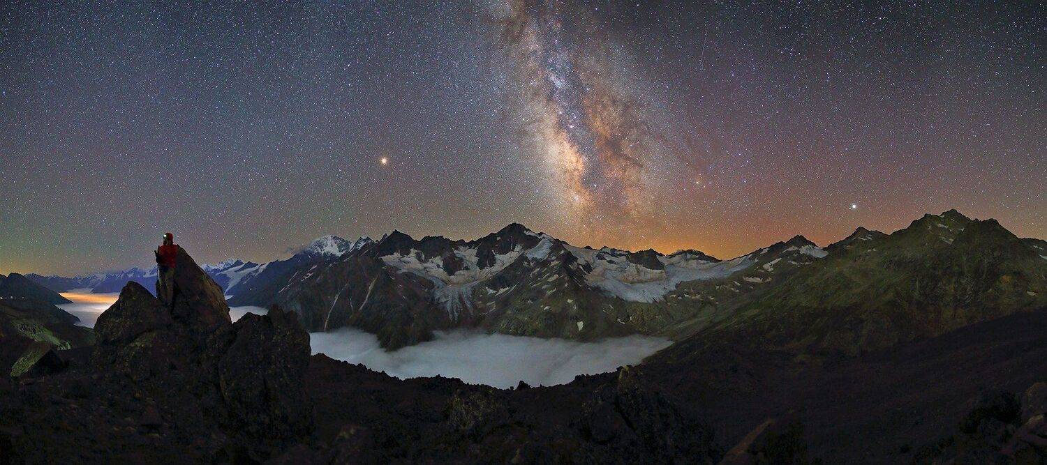 ночь эльбрус ночной пейзаж астрофотография звезды созвездия, Михаил Рева