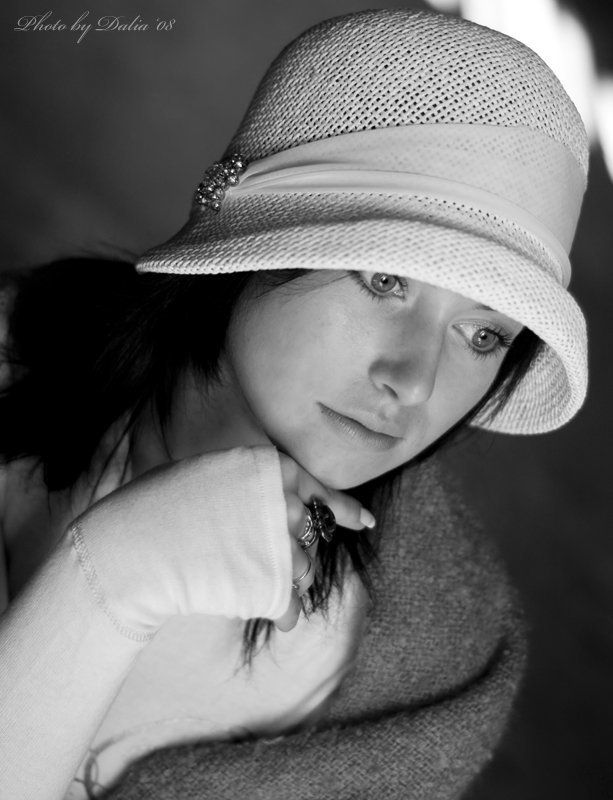 реторо, шляпка, глаза, девушка  фото превью