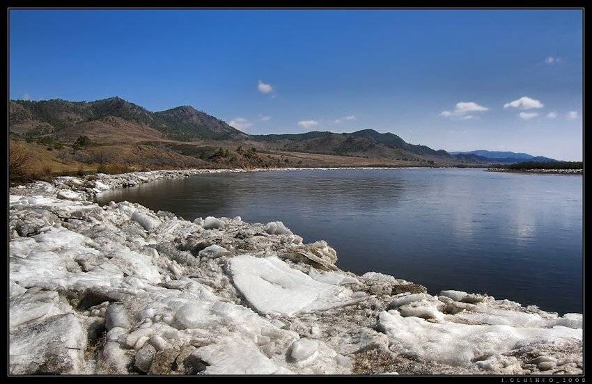 весна, река, лед, забереги, горы, вода, бурятия, селенга, Игорь Глушко