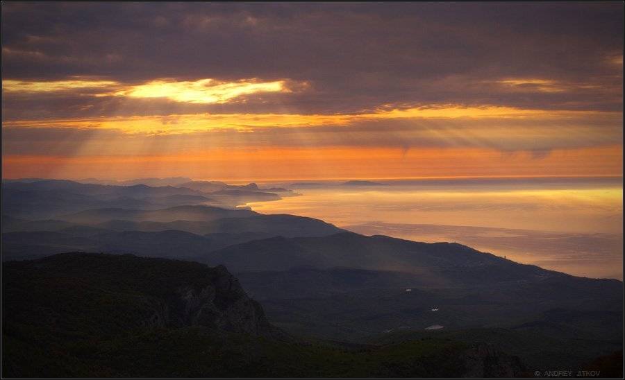 крым, утро, рассвет, море, пейзаж, солнце, лучи, Андрей Житков