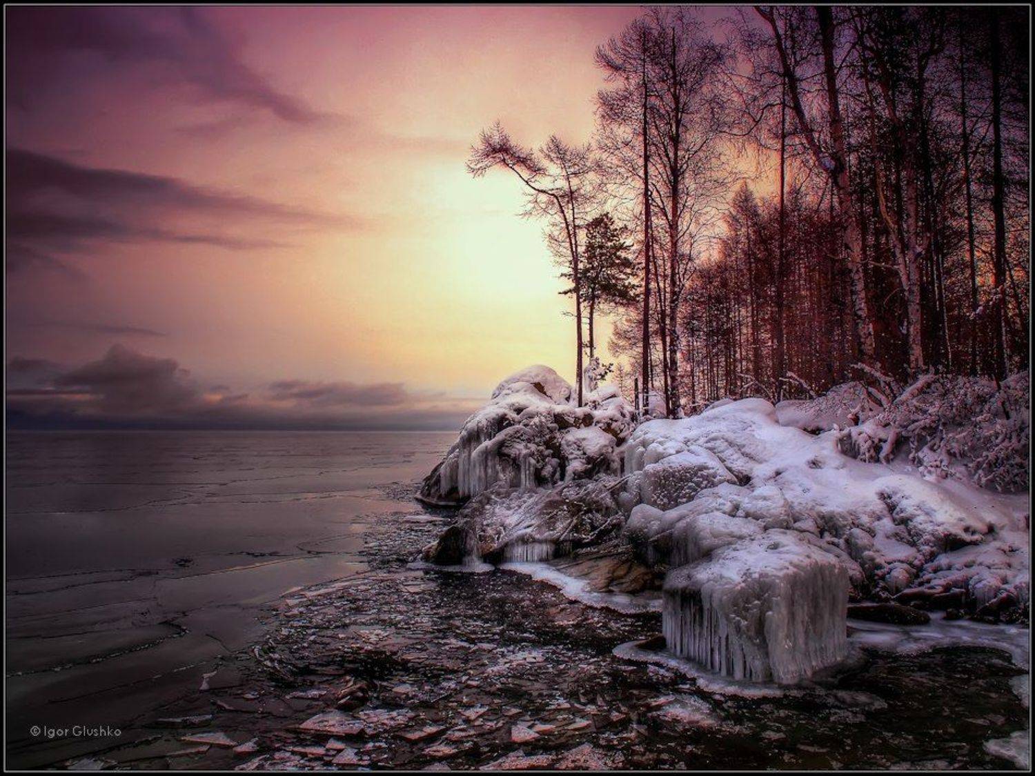 байкал, бурятия, зима, лед, берег, сосульки, Игорь Глушко