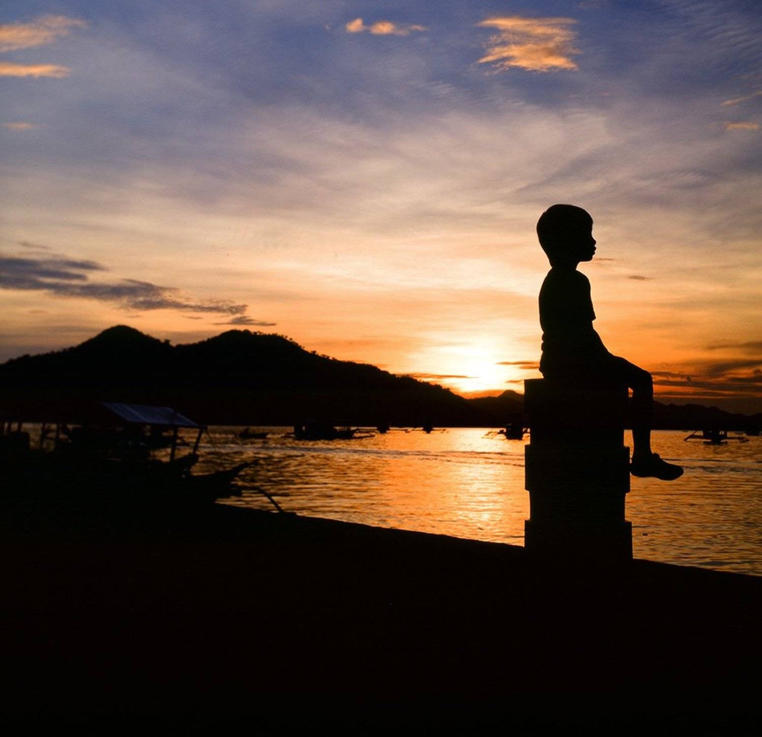 филиппины, остров, море, закат, лодка, мальчик, Евгений Молодцов