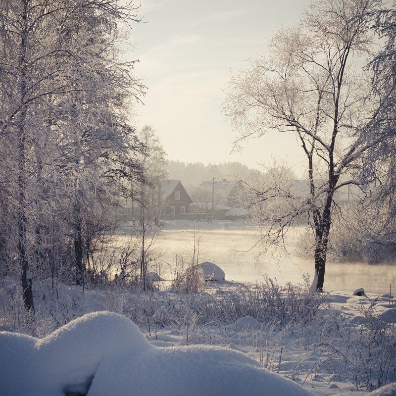 winter, landscape, snow, river На Вуоксе фото превью