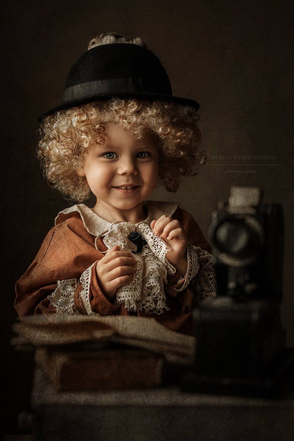 мальчик, дети, портрет, ребенок, животные, кудрявый, кудри, винтаж, ретро, кукла, Елена Чернигина