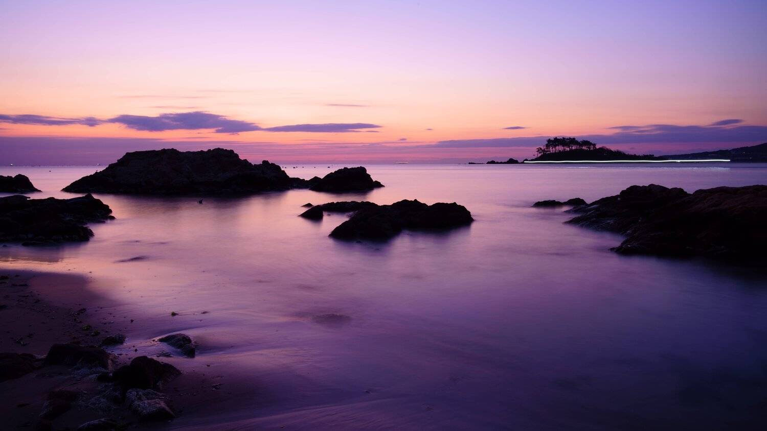 south korea, gyeongju, sea, seascape, dawn, island, rock, sky, cloud, seaside, light , Shin