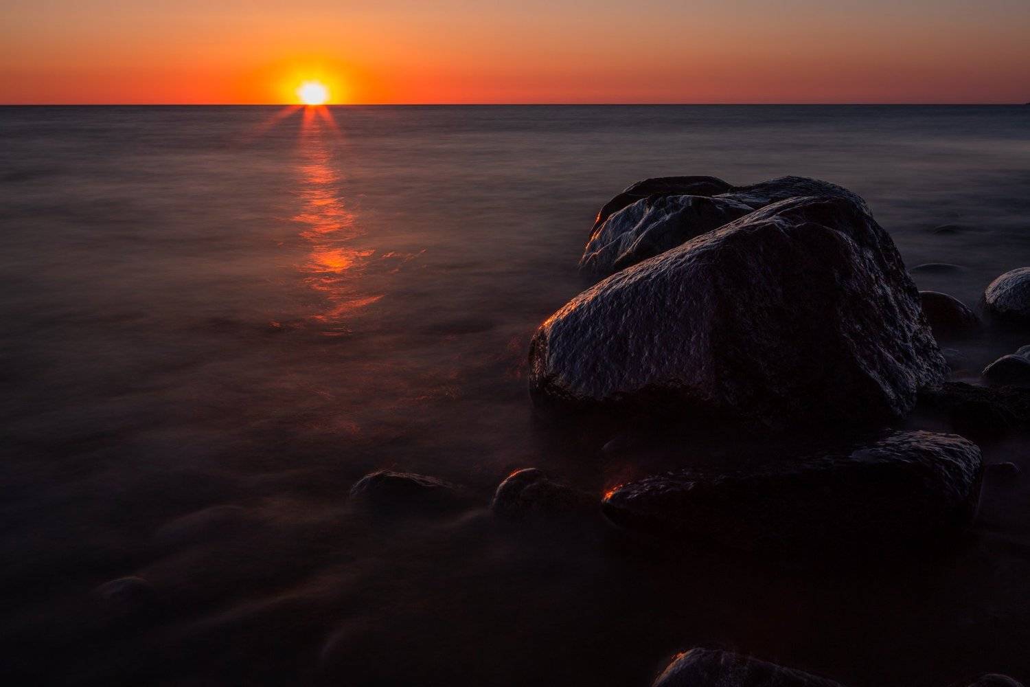 stone,sunset,sea,balticsea,latvia,longexposure,light,orange,, Eriks Zilbalodis