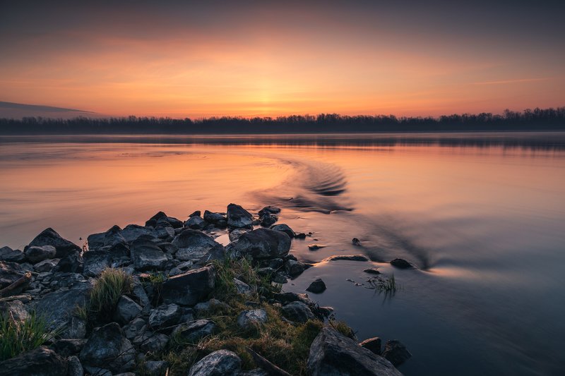 stones, dawn, vistula, river, water, morning Dawn on the Vistula фото превью
